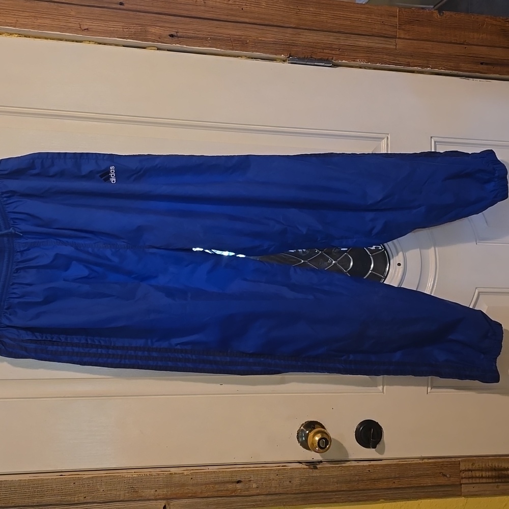 Vintage Adidas Pants Mens XXL Blue Nylon Y2K Track Windbreaker Ankle Zip